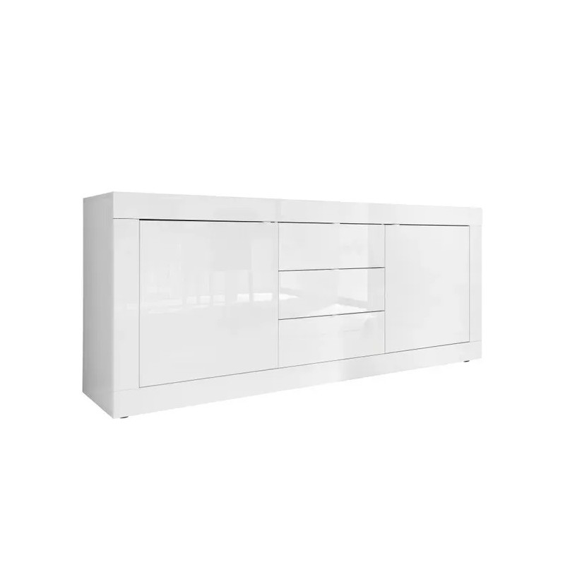 Buffet 2 Portes 3 Tiroirs BUT Bright 2100x860x430mm Blanc Laqué - 209015