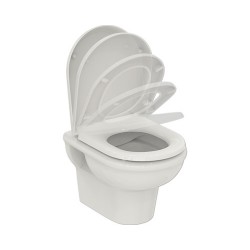 Pack Cuvette Suspendue de Toilette WC IDEAL STANDARD Exacto Rimelss en Céramique avec Abattant Frein de Chute