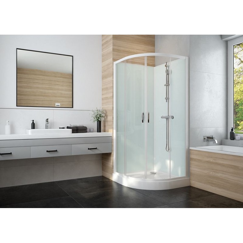 Cabine de Douche LEDA Iziglass 2 80x80cm 1/4 Rond Portes Coulissantes