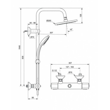 PORCHER - Colonne de Douche Thermostatique Olyos - D1130AA