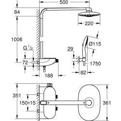 Colonne de Douche GROHE Rainshower Avec Mitigeur Thermostatique - 26250LS0
