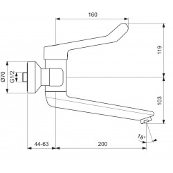 Mitigeur Mural Chromé PORCHER Okyris Pro Manette Allongée D2480AA