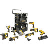 Servante Chariot Roulant Premium 3 Malettes et 8 Outils sans Fil DEWALT avec 4 Batteries