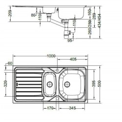 Évier de Cuisine Inox à Encastrer FRANKE REN651 Réversible 2 Cuves 1 Égouttoir 1000x500mm