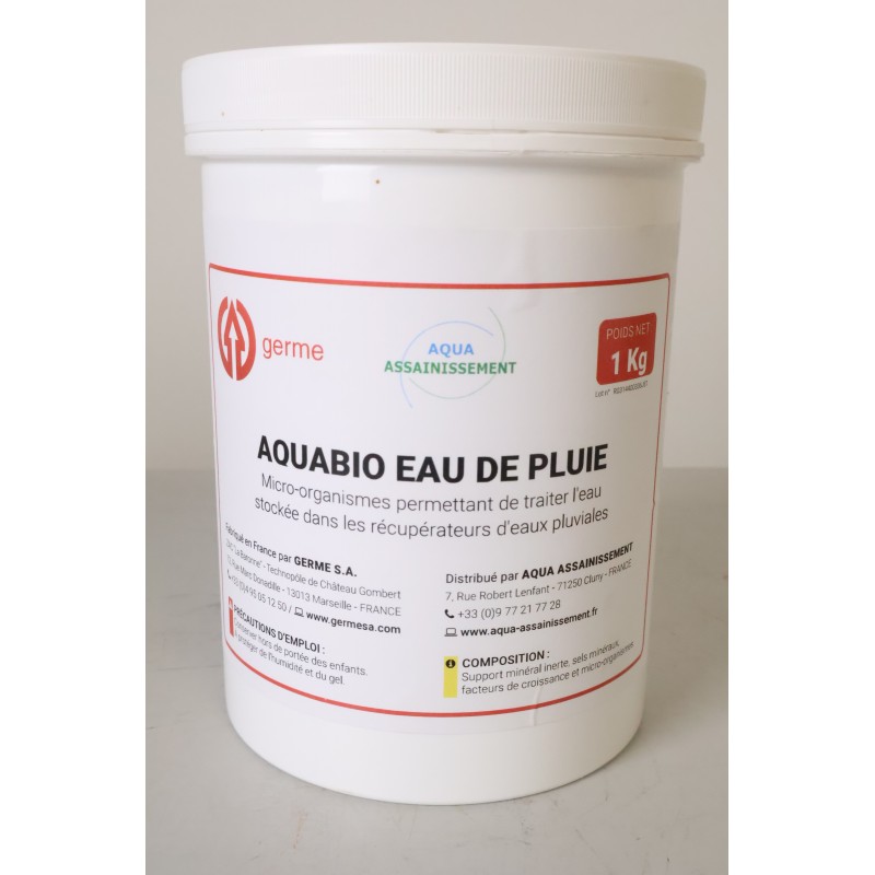 Pot de 1kg de Micro-Organismes Aquabio Eau de Pluie GERME pour Traiter l'Eau Stockée dans Récupérateurs Eau de Pluie
