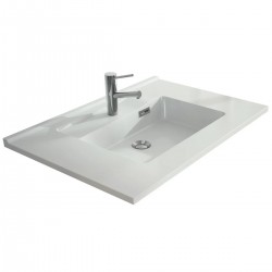 Plan Vasque NEOVA Résiné de Synthèse avec Dosseret L70cm P55cm Blanc - A23004494 - NEUF