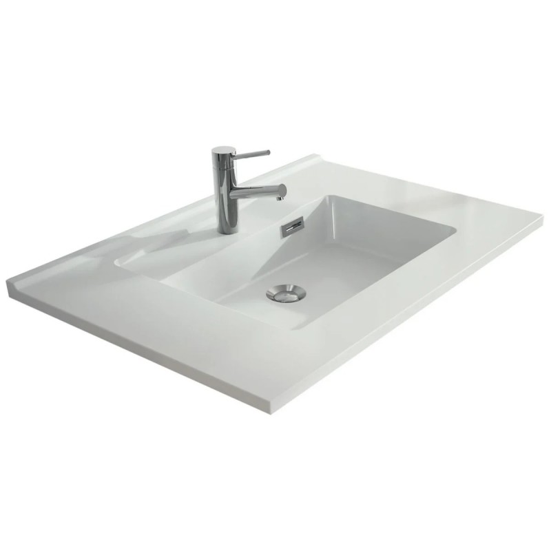 Plan Vasque NEOVA Résiné de Synthèse avec Dosseret L70cm P55cm Blanc - A23004494 - NEUF