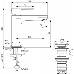 IDEAL STANDARD - Mitigeur Lavabo Cérafine Model O Argent - BD131SI