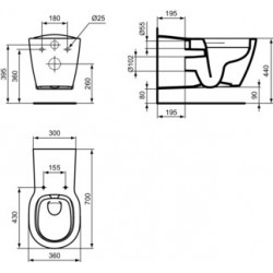 Cuvette Suspendue WC PORCHER Matura Rallongée