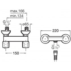 Mélangeur Douche ROCA Niagara +N avec Raccords Mural Chromé - A5A2169C00