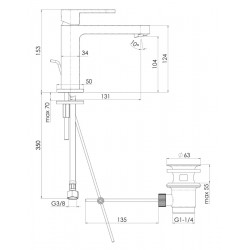 Mitigeur de Lavabo NOBILI Up en Laiton Chromé - UP94118/1CR