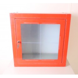 Boîte Sous Verre Dormant Rouge DECAYEUX 600x600x300mm Fermeture à Clef -...