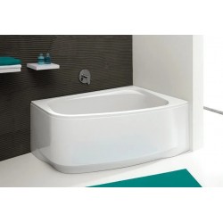 Baignoire Asymétrique Droite Avec Tablier LEDA Frisbee Blanc 145x85cm - L16FR3A0601-L26FR3A0601 - NEUVE