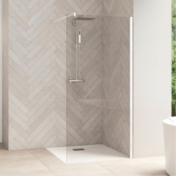 Paroi de Douche Fixe KINEDO Smart Design Solo 225x90cm Chromé en Verre Transparent - PA90312CTNE