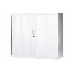 Armoire Basse à Rideaux de Bureau MTI 2 Tablettes Corps et Rideaux Blanc 120x105x43cm - AM1210R-BLC
