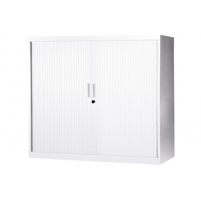 Armoire Basse à Rideaux de Bureau MTI 2 Tablettes Corps et Rideaux Blanc 120x105x43cm - AM1210R-BLC