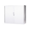Armoire Basse à Rideaux de Bureau MTI 2 Tablettes Corps et Rideaux Blanc 120x105x43cm - AM1210R-BLC