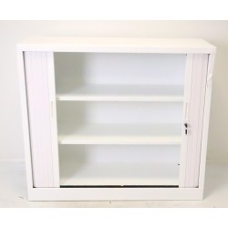 Armoire Basse à Rideaux de Bureau MTI 2 Tablettes Corps et Rideaux Blanc 120x105x43cm - AM1210R-BLC