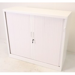 Armoire Basse à Rideaux de Bureau MTI 2 Tablettes Corps et Rideaux Blanc 120x105x43cm - AM1210R-BLC
