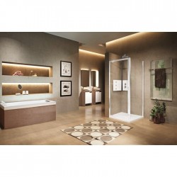 Paroi de Douche NOVELLINI Lunes 2.0 Panneau Fixe 84 Extensible 84-90cm Verre Trempé Profilé Blanc - LUNF84-1A