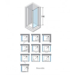 Paroi de Douche NOVELLINI Lunes 2.0 Panneau Fixe 84 Extensible 84-90cm Verre Trempé Profilé Blanc - LUNF84-1A