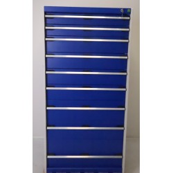 Armoire d'Atelier 9 Tiroirs BOTT Cubio SL-8716-9.1 1600x800x750mm en Acier Bleu et Gris - 400280039.11V - NEUVE