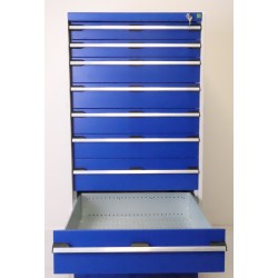 Armoire d'Atelier 9 Tiroirs BOTT Cubio SL-8716-9.1 1600x800x750mm en Acier Bleu et Gris - 400280039.11V