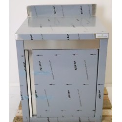 Meuble Bas Professionnel GOLDINOX 1 Porte Battante Adossé sur Roulettes 600x600mm