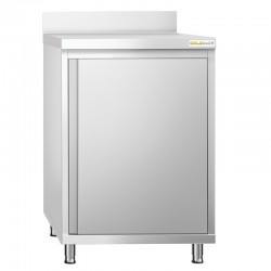 Meuble Bas Professionnel GOLDINOX 1 Porte Battante Adossé sur Roulettes 600x600mm en Inox - AR66A - NEUF