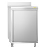 Meuble Bas Professionnel GOLDINOX 1 Porte Battante Adossé sur Roulettes 600x600mm en Inox - AR66A - NEUF