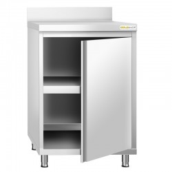 Meuble Bas Professionnel GOLDINOX 1 Porte Battante Adossé sur Roulettes 600x600mm en Inox - AR66A