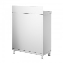 Meuble Bas Professionnel GOLDINOX 1 Porte Battante Adossé sur Roulettes 600x600mm en Inox