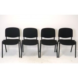 Lot de 4 Chaises de Bureau Réunion MTI Noires Empilables 4 Pieds