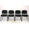 Lot de 4 Chaises de Bureau Réunion MTI Noires Empilables 4 Pieds