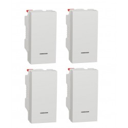 Lot de 4 Interrupteurs à Bouton-Poussoir Lumineux SCHNEIDER Unica 10A 1 Module Blanc Mécanisme Seul - NU310618N