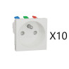 Lot de 10 Prises de Courant 2P+T  SCHNEIDER Unica FR 90° Raccord Rapide Traversant Blanc Mécanisme Seul - NU305918