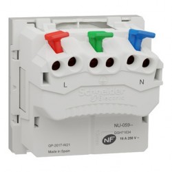 Lot de 10 Prises de Courant 2P+T  SCHNEIDER Unica FR 90° Raccord Rapide Traversant Blanc Mécanisme Seul - NU305918