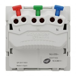 Lot de 10 Prises de Courant 2P+T  SCHNEIDER Unica FR 90° Raccord Rapide Traversant Blanc Mécanisme Seul - NU305918
