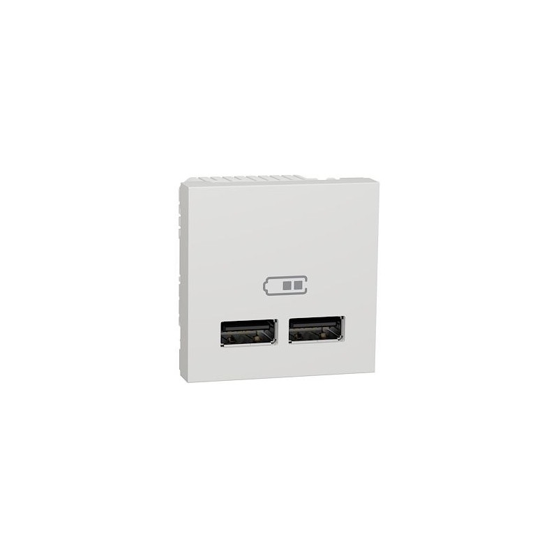 Prise Double Chargeur USB SCHNEIDER Unica 5Vcc 1A+2.1A 2 Modules Blanc Mécanisme Seul - NU341818