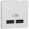 Prise Double Chargeur USB SCHNEIDER Unica 5Vcc 1A+2.1A 2 Modules Blanc Mécanisme Seul - NU341818