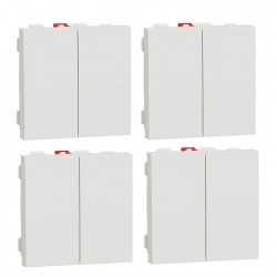 Lot de 4 Interrupteurs Double Va-et-Vient SCHNEIDER Unica 10A Connexion Rapide 2 Modules Mécanisme Seul Blanc - NU321318F
