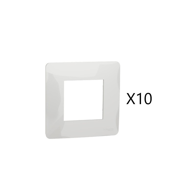 Lot de 10 Plaques de Finition 1 Prise SCHNEIDER Unica Studio Blanc - NU200218 Lot de 10 Plaques de Finition 1 Prise SCHNEIDER Unica Studio Blanc - NU200218