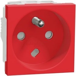 Prise de Courant à Détrompage Mécanique SCHNEIDER Unica Rouge 2P+T FR 90° Vis Mécanisme Seul - NU305103