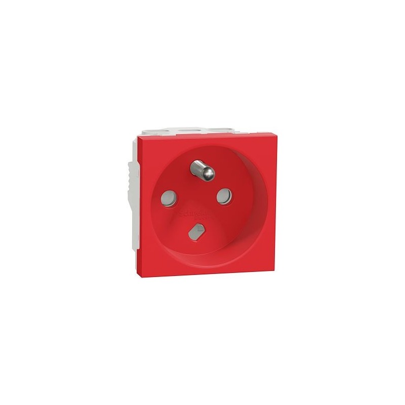 Prise de Courant à Détrompage Mécanique SCHNEIDER Unica Rouge 2P+T FR 90° Vis Mécanisme Seul - NU305103