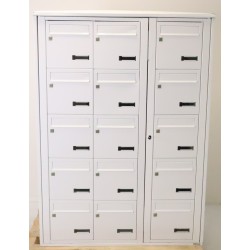 Bloc de 15 Boîtes aux Lettres LEABOX Collective Extérieur Sans pieds Blanc - 3x5