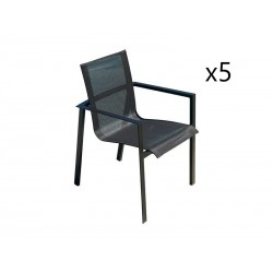 Lot de 5 Fauteuils Chaises de Jardin DCB GARDEN Miami
