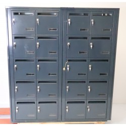 Bloc de 20 Boîtes aux Lettres LEABOX Collectives Intérieur Mural Gris Foncé -...