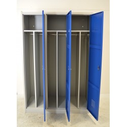 Vestiaire Industrie Salissante 3 Colonnes Fermeture Moraillon 180x120x50cm - NT-SA-3
