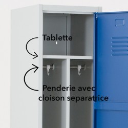 Vestiaire Industrie Salissante 3 Colonnes Fermeture Moraillon 180x120x50cm - NT-SA-3