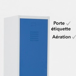 Vestiaire Industrie Salissante 3 Colonnes Fermeture Moraillon 180x120x50cm - NT-SA-3